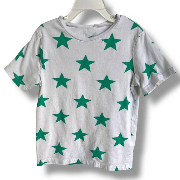 H&M Basic White & Green Star Print Tee - Boys Size 4-5 - Picture 1 of 5